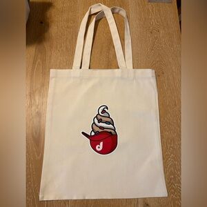 Cream Tote Bag with Ice Cream Graphic